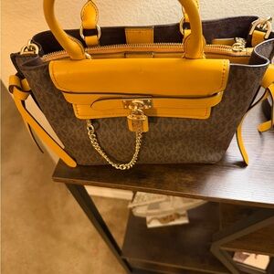 Michael Kors Yellow and Brown Satchel